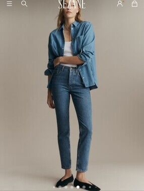 Sezane Brut Sexy Jeans Medium Blue 36 NWOT